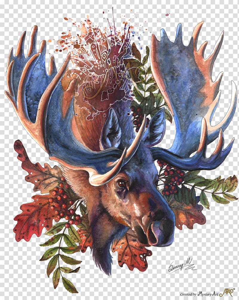 Moose Deer Watercolor painting, deer transparent background PNG clipart