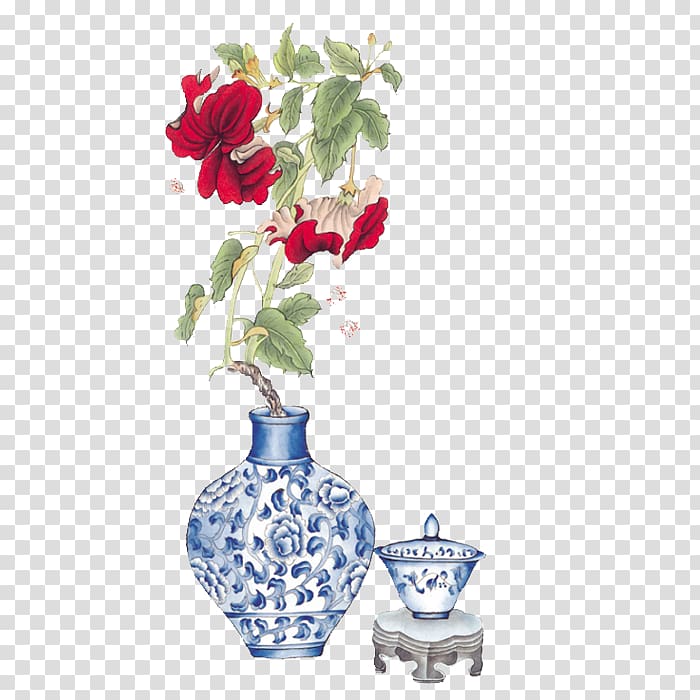 Ink wash painting Chinese painting Bird-and-flower painting Vase, vase transparent background PNG clipart