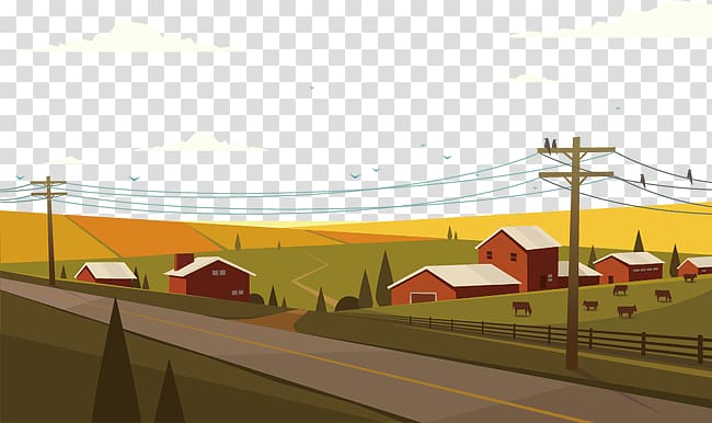 Landscape Graphic design , Cartoon house flat grass plains transparent background PNG clipart