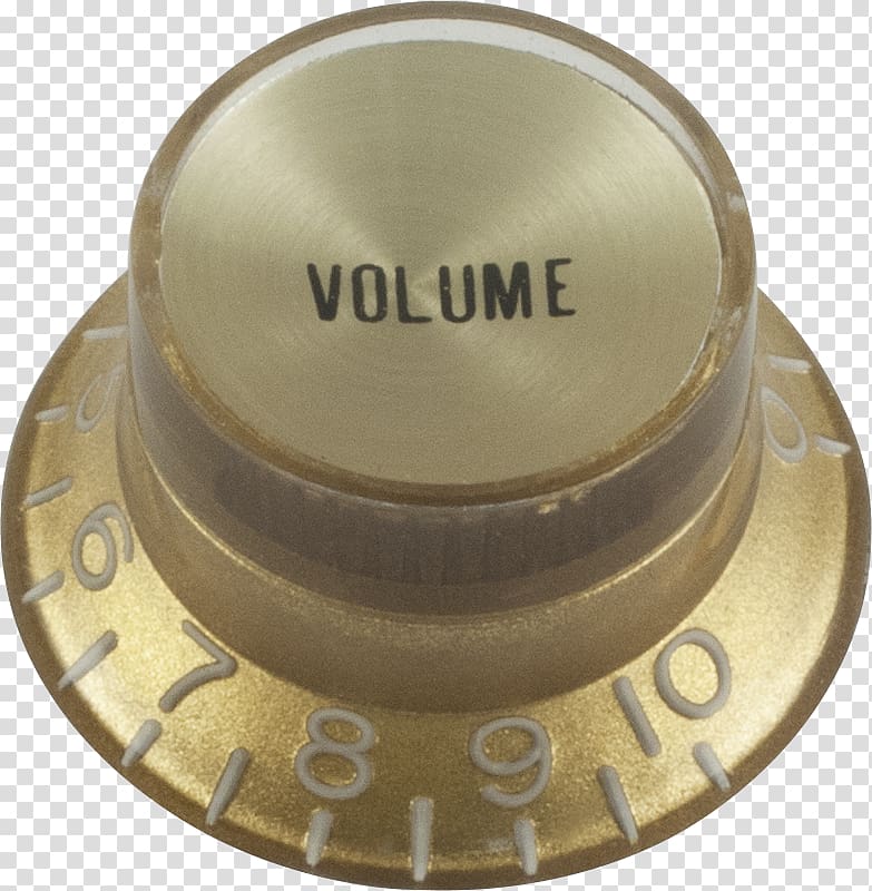 Top hat Cap Fender Stratocaster Gold, guitar volume knob transparent background PNG clipart