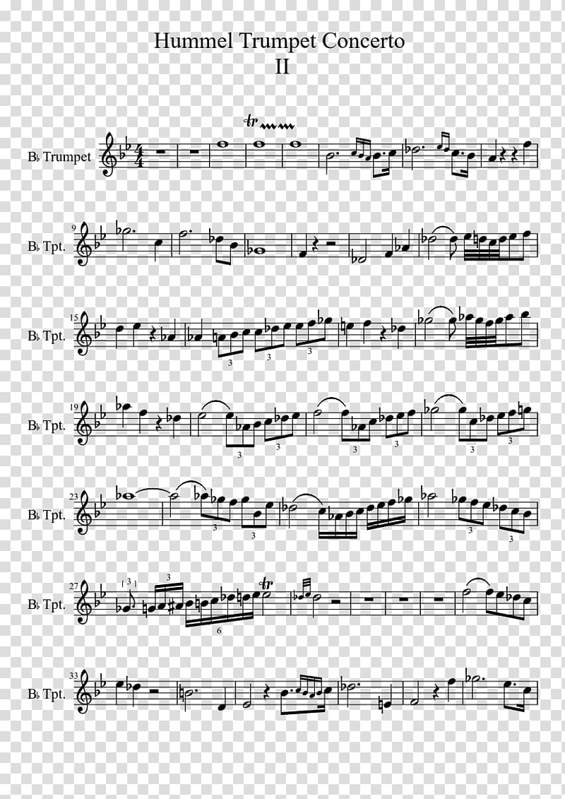 Sheet Music Trumpet Concerto Symphony No. 4, piano performances transparent background PNG clipart