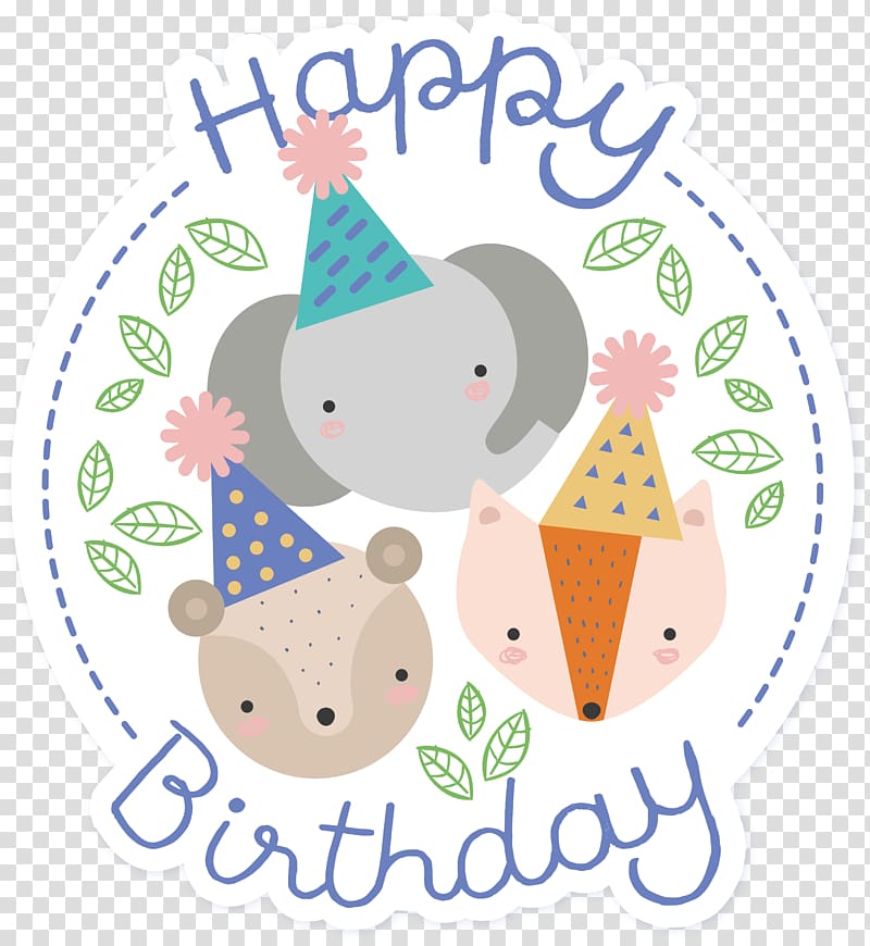 Birthday card for little animals transparent background PNG clipart