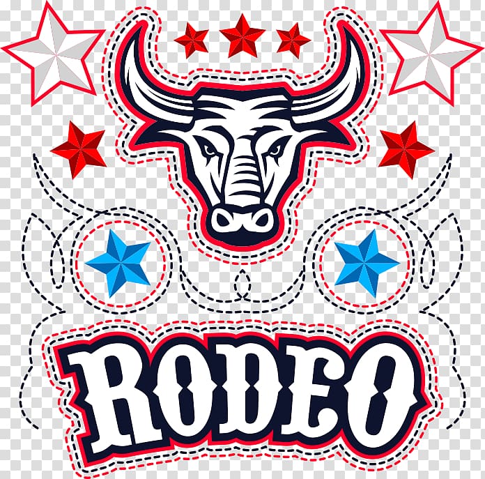 white and red Rodeo illustration, Rodeo Cowboy Bull riding Sandstone Point Hotel, Bull T-shirt printing transparent background PNG clipart