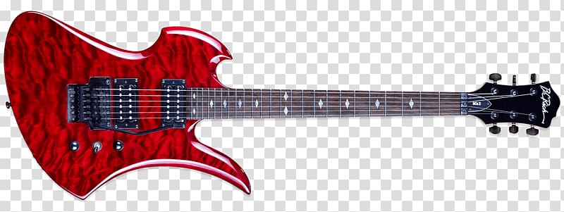 B.C. Rich Mockingbird Red Special Electric guitar, single tone transparent background PNG clipart