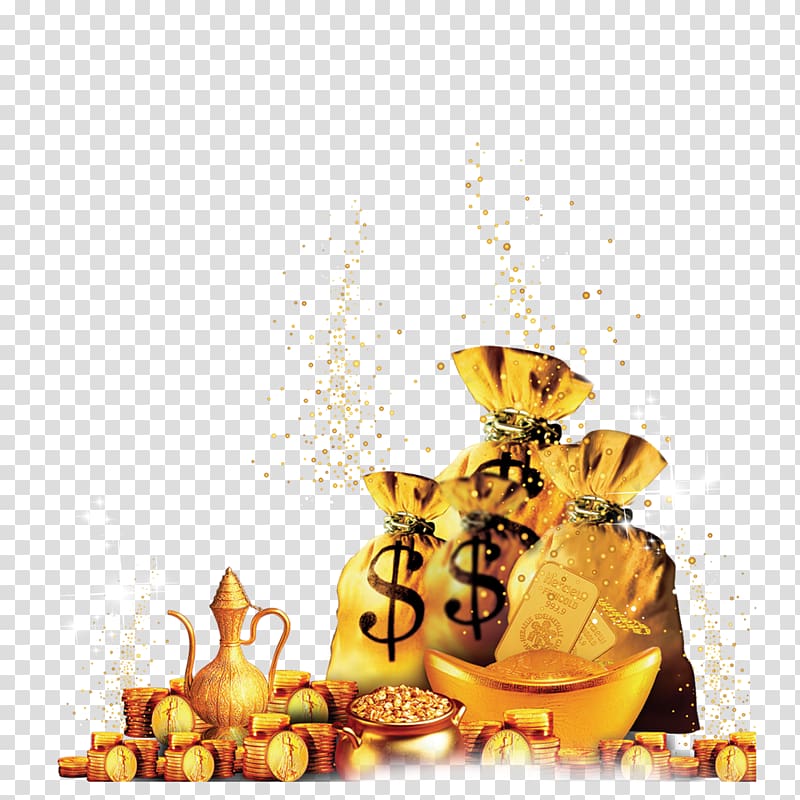 Finance Investment Money, Gold and silver treasure heap transparent background PNG clipart