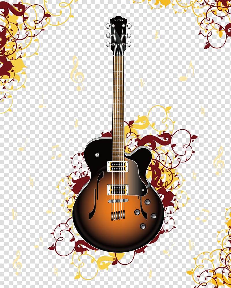 Guitar Music Illustration, Guitar trend and pattern material Borders transparent background PNG clipart