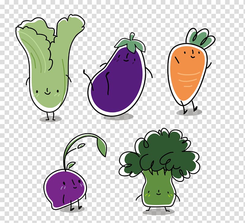Vegetable Eggplant Chinese cabbage, FIG cartoon vegetables transparent background PNG clipart