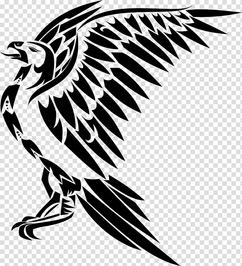 Black and white Drawing Tattoo , Hawk transparent background PNG clipart