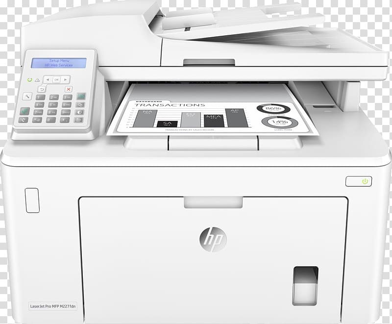 Hewlett-Packard Multi-function printer HP LaserJet Pro MFP M227, hewlett-packard transparent background PNG clipart