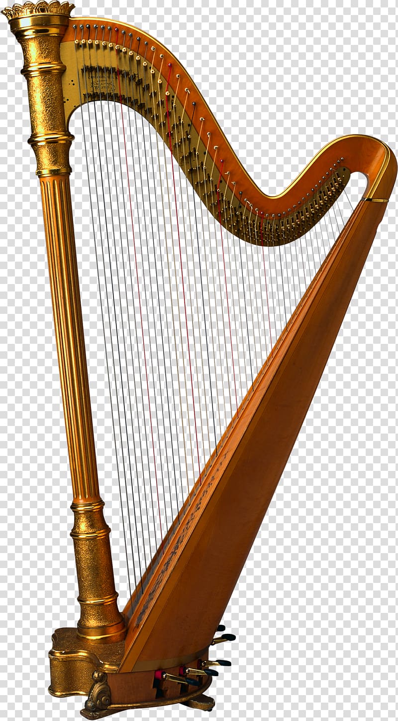 Brown string harp instrument illustration, Musical instrument Harp