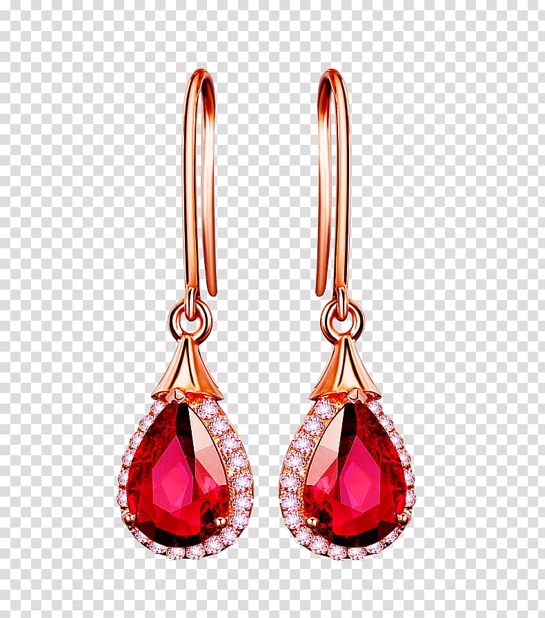 Ruby Earring Gemstone Jewellery, Gemstone Earrings transparent background PNG clipart