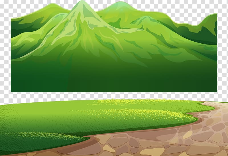 grass-covered rock formation and field , Animation Cartoon, Green mountains transparent background PNG clipart