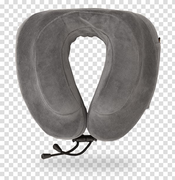 CABEAU Best Memory Foam Evolution Travel Pillow and Neck Pillow with Raised Support Sides, Flat Back, and Small Portable Bag Cabeau Evolution Travel Neck Pillow in Memory Foam with Travel Pouch Cabeau Evolution Memory Foam Travel Pillow The Best Neck Pill, Go Go Pillow Grey transparent background PNG clipart
