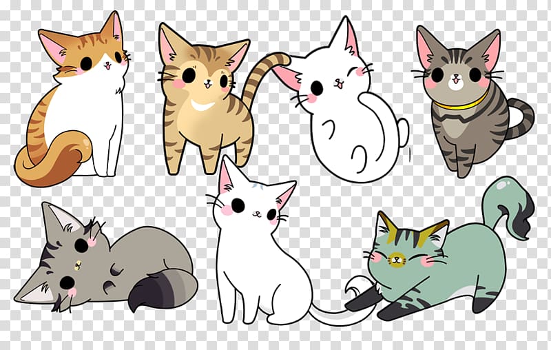 Cat Cartoon Illustration, Hand drawn cat family transparent background PNG clipart
