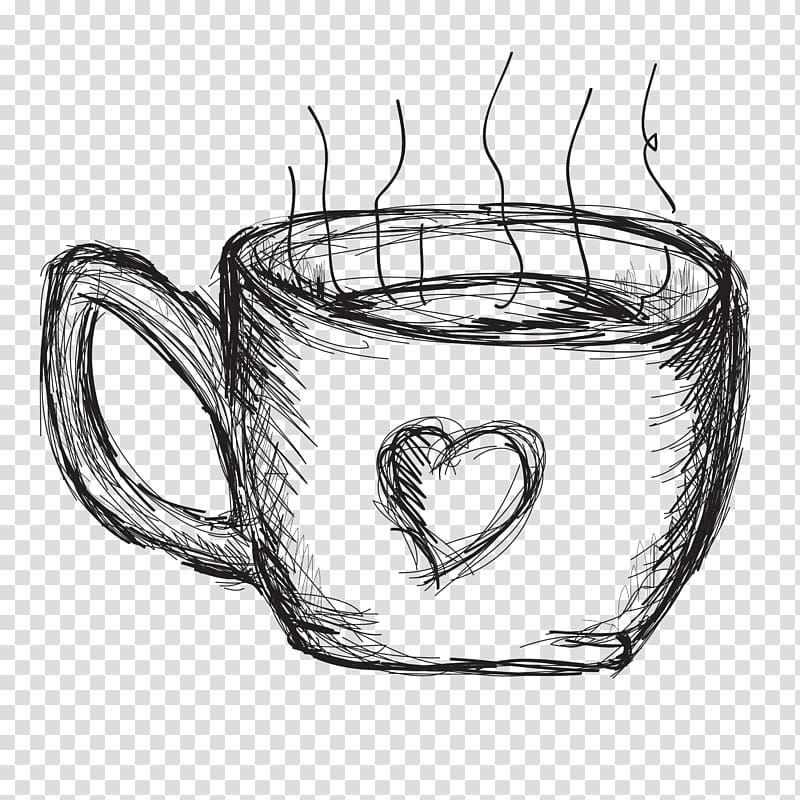 Coffee cup Mug Tableware, coffee sketch transparent background PNG clipart
