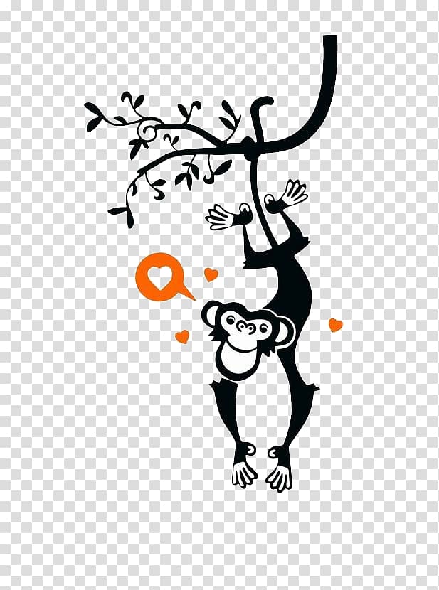 Wall decal Bedroom Child, Monkey hanging from a tree transparent background PNG clipart