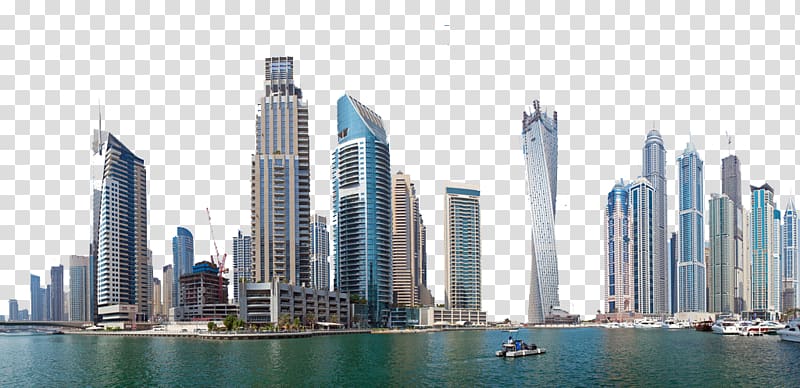 of high rise buildings near body of water at daytime, Europcar Dubai Head Office, Dubai, United Arab Emirates transparent background PNG clipart