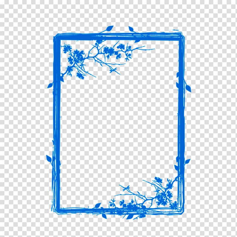 frame Film frame Frame line, Blue chalk frame plant pattern transparent background PNG clipart