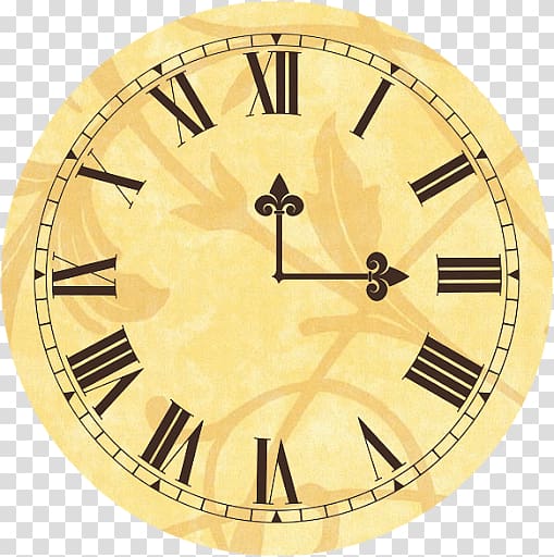 Clock face Longcase clock Roman numerals , Yellow medieval watch transparent background PNG clipart
