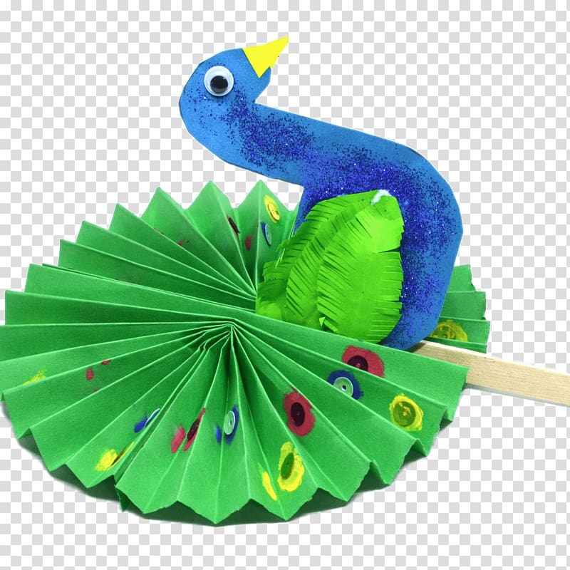 blue and green paper peacock, Paper Peacock transparent background PNG clipart