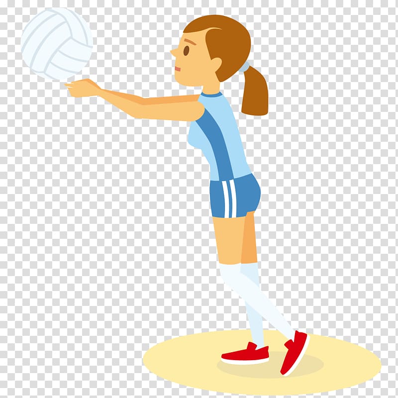 Cartoon Illustration, Volleyball team girl transparent background PNG clipart