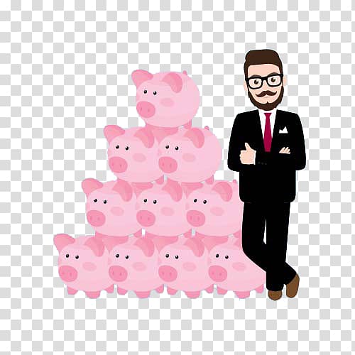 Physician Hipster Illustration, Pink pig transparent background PNG clipart