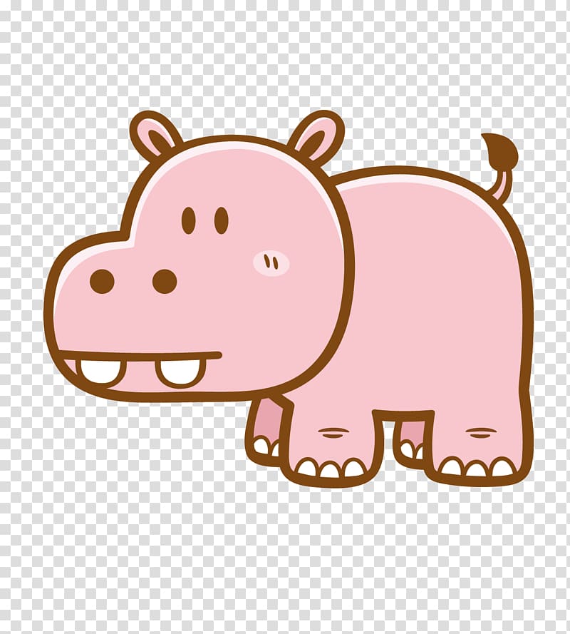 Domestic pig Drawing Cartoon, Meng Meng da hippo material transparent background PNG clipart