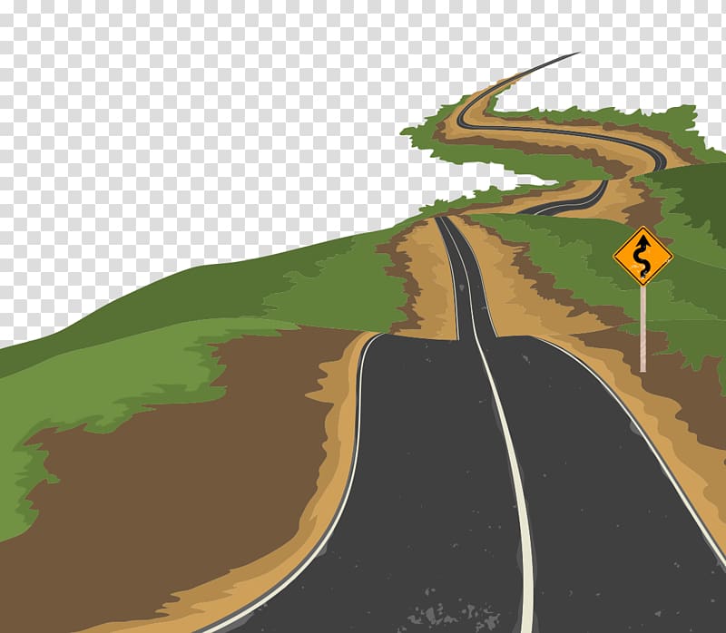 brown, gray, and green road illustration, Road Euclidean Illustration, Urban road material transparent background PNG clipart