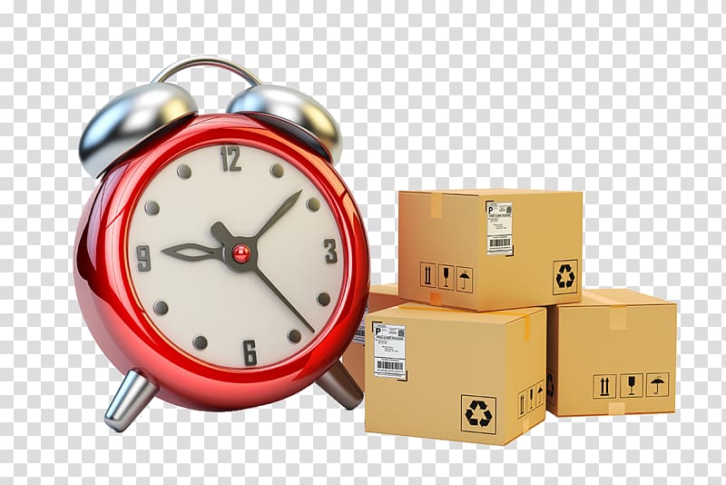 Just-in-time manufacturing Delivery , Logistics box and alarm clock high-definition transparent background PNG clipart