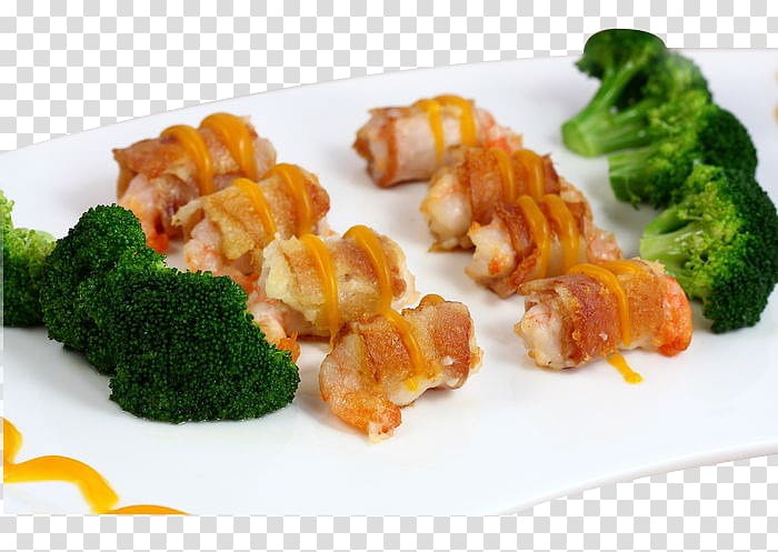 Sushi Bacon roll Seafood Meatloaf, Bacon shrimp roll transparent background PNG clipart