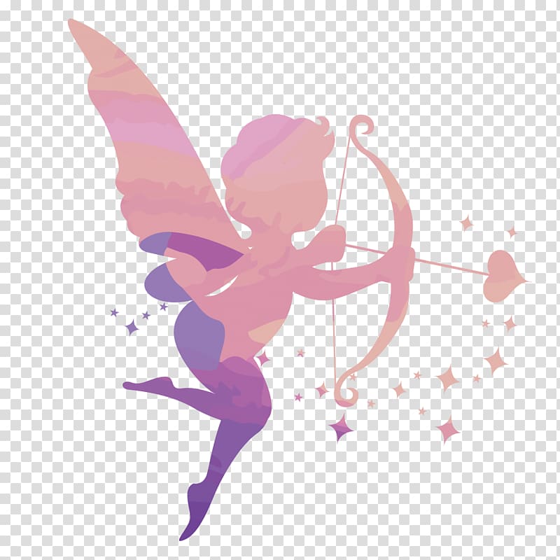 Cupid Silhouette , Gradual Cupid Love God Silhouette transparent background PNG clipart
