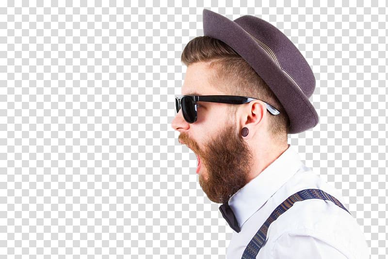 shouting man portrait , Fashion Hipster Hat Man, Men\'s side face transparent background PNG clipart
