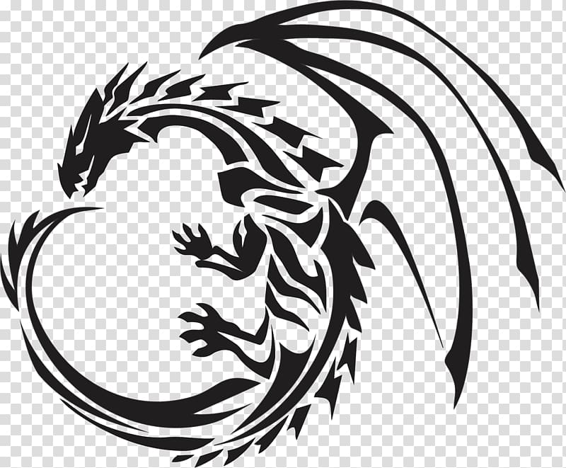 of dragon, Dragon , Black Tattoo Dragon transparent background PNG clipart