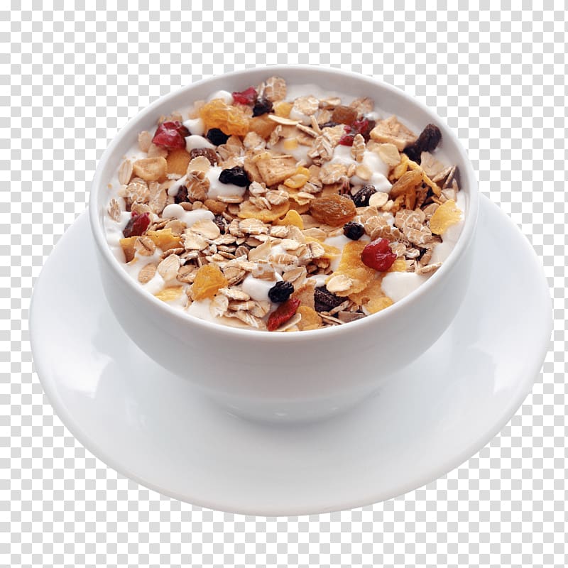Muesli Breakfast cereal Milk Corn flakes, breakfast transparent background PNG clipart