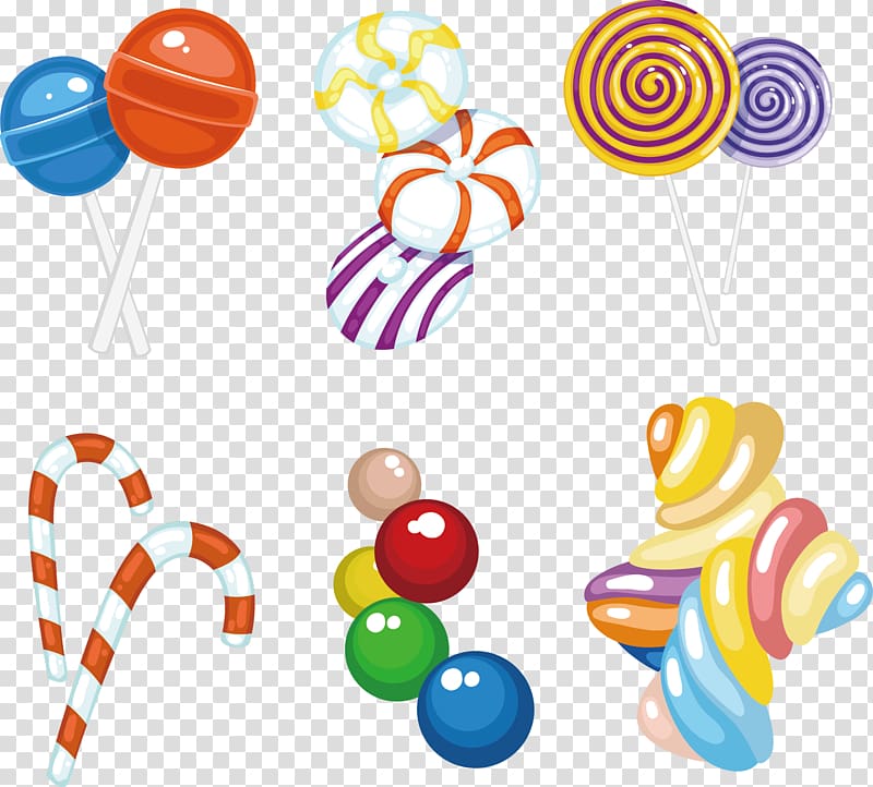 Candy cane Lollipop Fruit preserves, Hand-painted lollipop candy cane and cotton candy transparent background PNG clipart