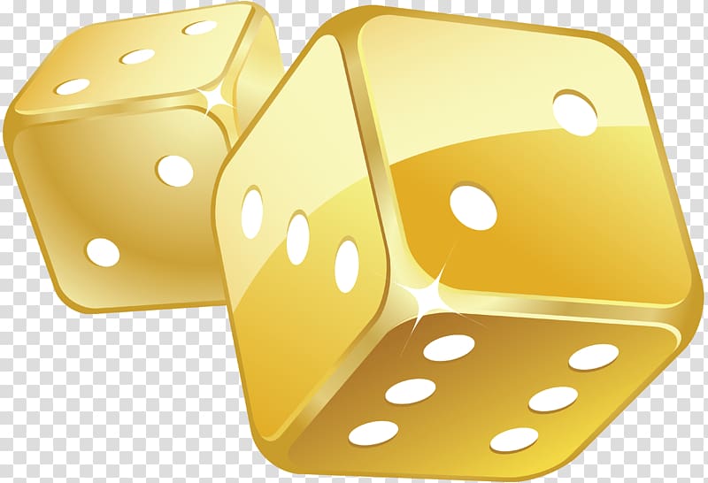 two gold dices , Dice game Playing card Gambling Dice game, Dice transparent background PNG clipart