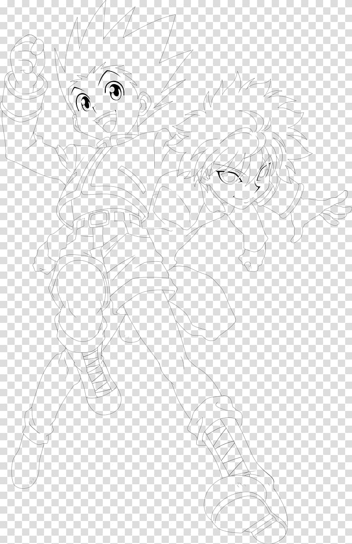 Killua Zoldyck Gon Freecss Line art Zoldyck Family Sketch, Gon Freecss transparent background PNG clipart