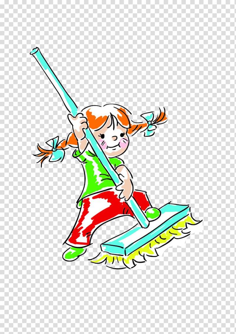 Child Housekeeping Cartoon Drawing, Clean animation transparent background PNG clipart