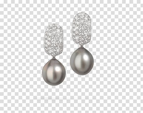 Earring Silver Body Jewellery Diamond, tahitian pearls for men transparent background PNG clipart