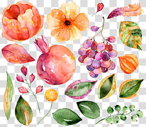 watercolor flowers transparent background PNG clipart thumbnail