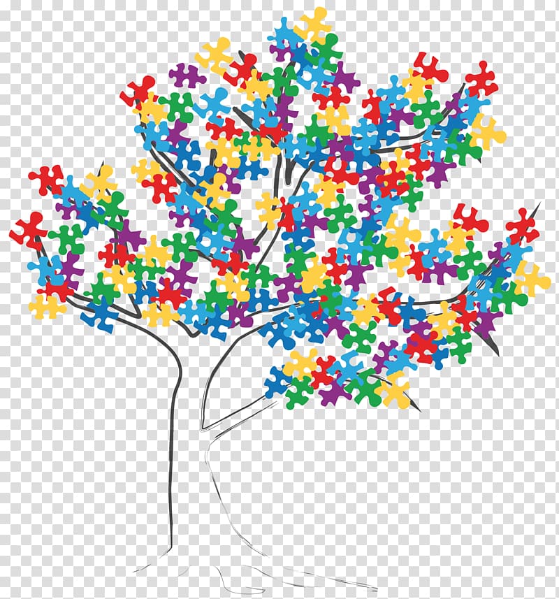 Autism Spectrum House Tree Floral design Puzzle, autism and puzzles transparent background PNG clipart