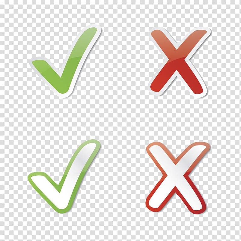 two green checks and two red x marks illustration, Check mark X mark Illustration, On the hook red fork sign transparent background PNG clipart