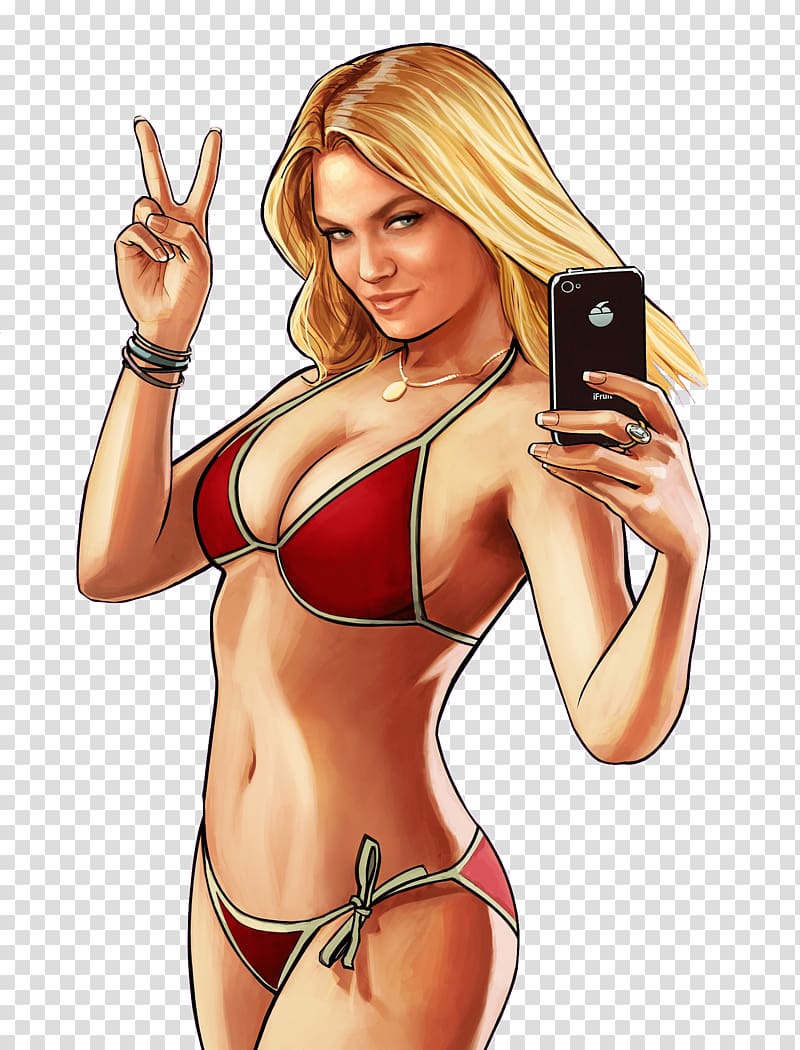 woman wearing red bikini set illustration, Gta 5 Girl Pinup transparent background PNG clipart woman wearing red bikini set illustration, Gta 5 Girl Pinup transparent background PNG clipart