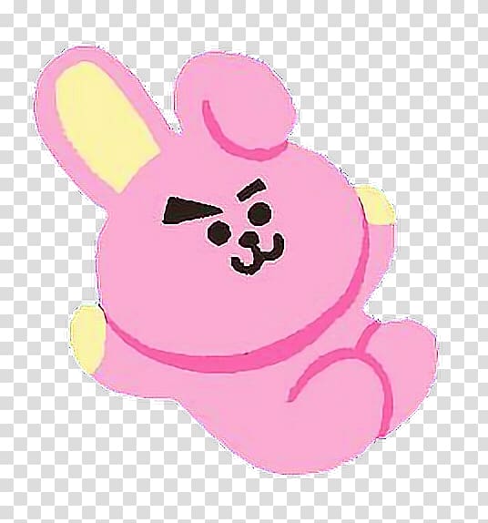 pink and yellow rabbit illustration, BTS K-pop Sticker Art, bt21 transparent background PNG clipart