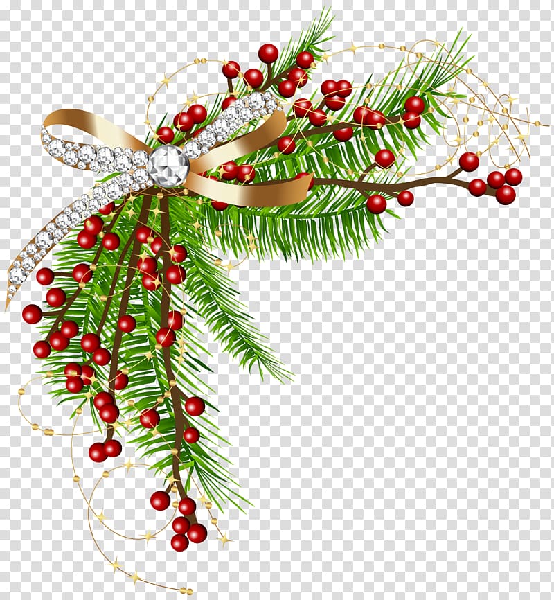 green, red, and yellow Christmas decor illustration, Christmas decoration Christmas ornament , Christmas Pine Green Decor transparent background PNG clipart