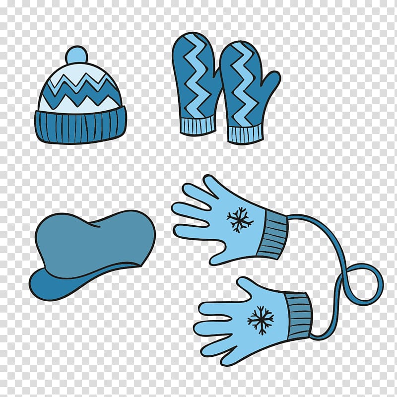 Winter clothing Winter clothing Glove, Blue hand-painted winter clothes transparent background PNG clipart