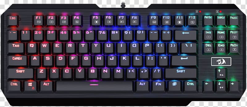 Computer keyboard Backlight RGB color model Gaming keypad LED-backlit LCD, number keyboard transparent background PNG clipart