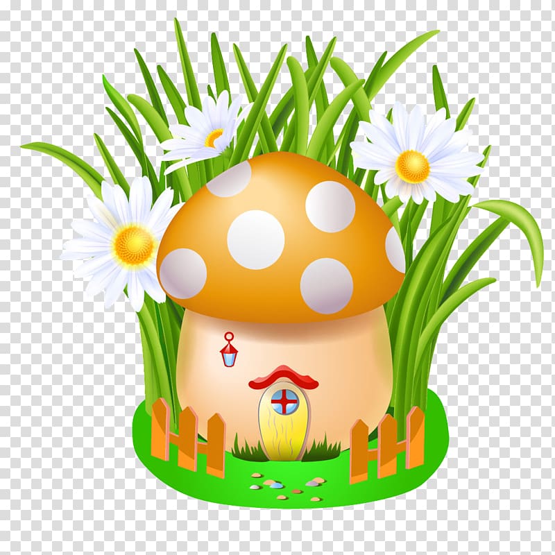 Cartoon House Mushroom, Mushroom grass transparent background PNG clipart