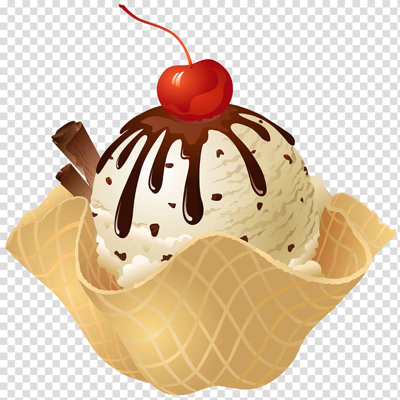 Ice cream cone Chocolate ice cream, Vanilla Ice Cream Waffle Basket , banana split transparent background PNG clipart