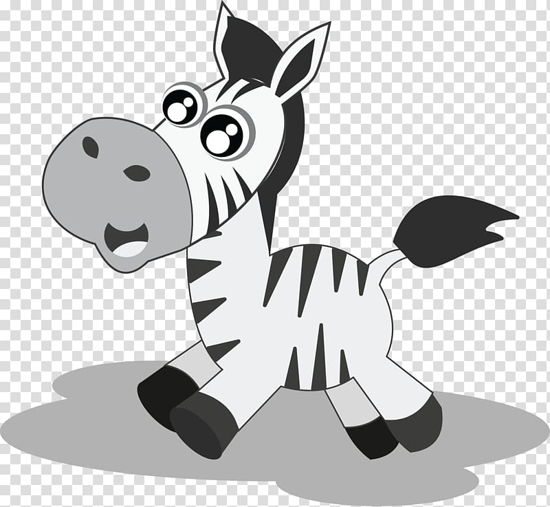 Cartoon Animal Black and white Drawing, Cartoon Zebra transparent background PNG clipart